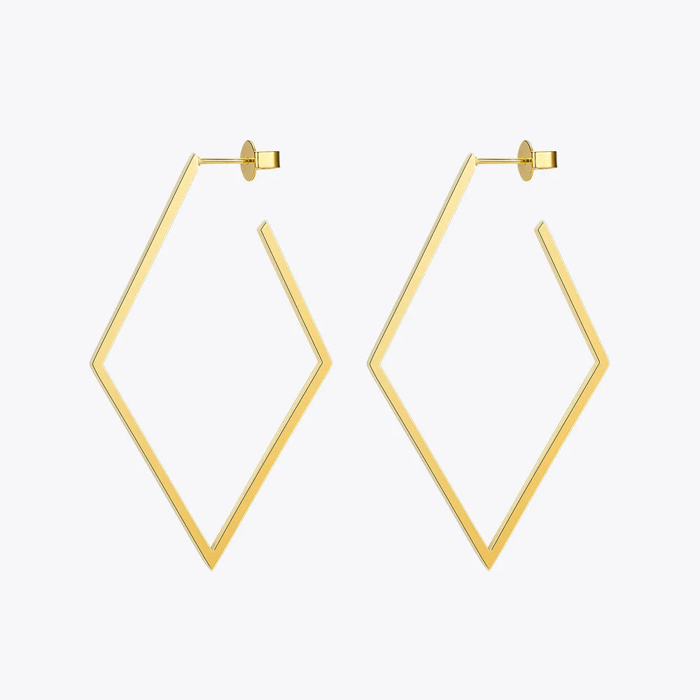 Brinco Feminino Argola Geométrica Banhado em Ouro 18K