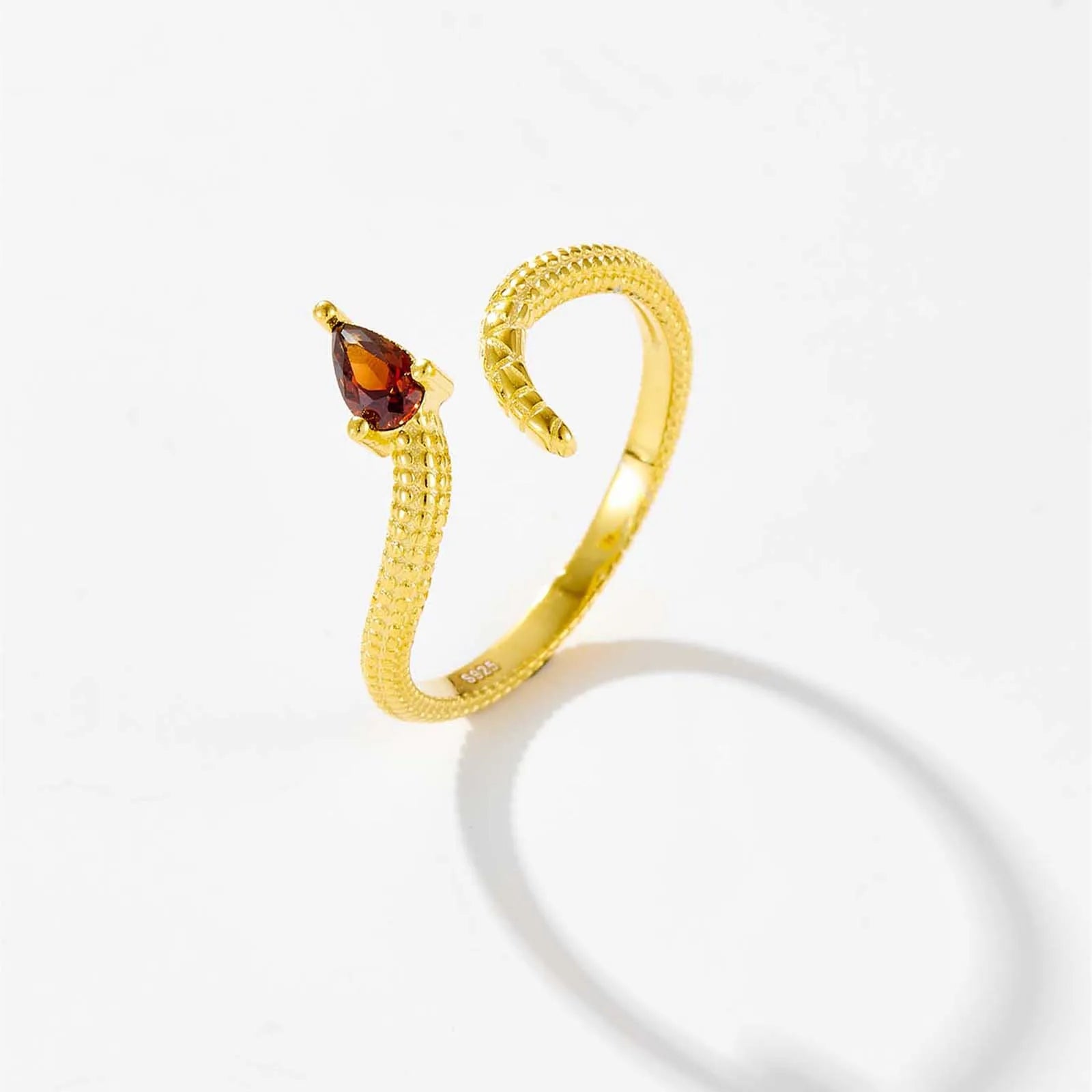 Anel Feminino Pera Marrom Banhado em Ouro 18K