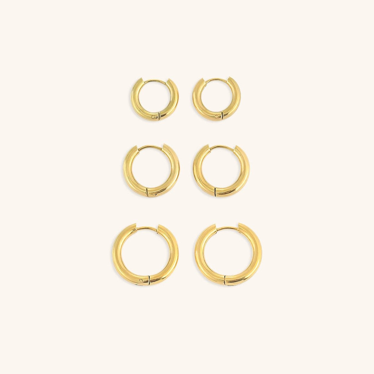 Brinco Feminino Trio de Argolas Banhado em Ouro 18K