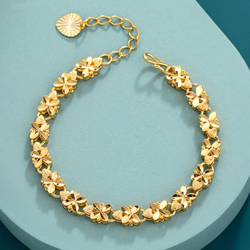 Pulseira Feminina Trevos Banhado em Ouro 18K