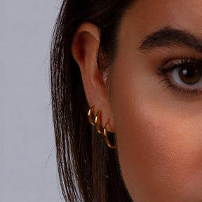 Brinco Feminino Estilo Triplo Banhado em Ouro 18K
