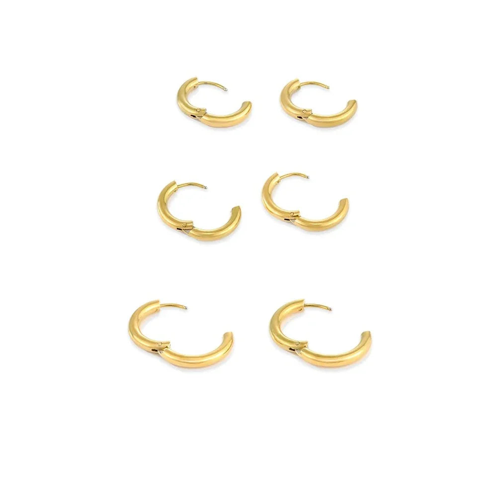 Brinco Feminino Estilo Triplo Banhado em Ouro 18K