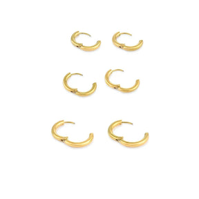 Brinco Feminino Estilo Triplo Banhado em Ouro 18K