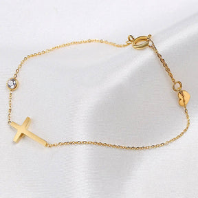 Pulseira Feminina Cruz Banhado em Ouro 18K