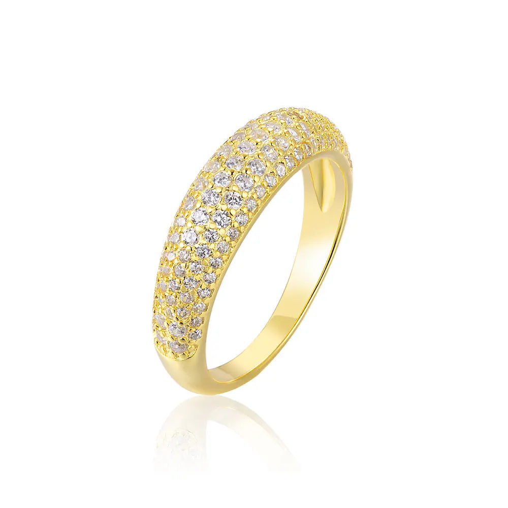 Anel Feminino Unique com Pedra Zircônia Banhado em Ouro 18K