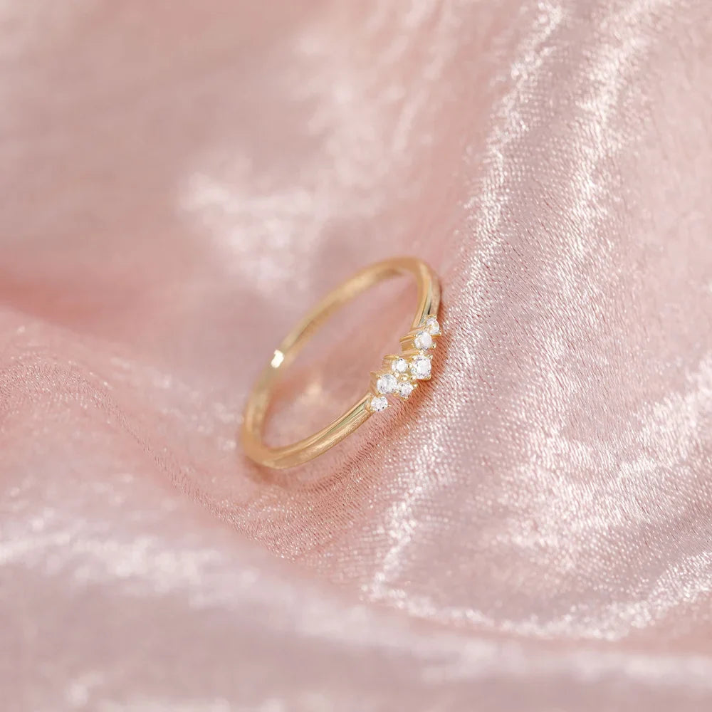 Anel Feminino Dainty com Pedra Zircônia Banhado em Ouro 18K