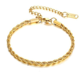Pulseira Feminina com Elos Entrelaçados Banhado em Ouro 18K