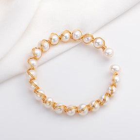 Pulseira Feminina Perolado Banhado em Ouro 14K