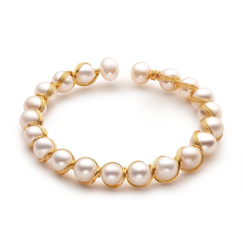 Pulseira Feminina Perolado Banhado em Ouro 14K